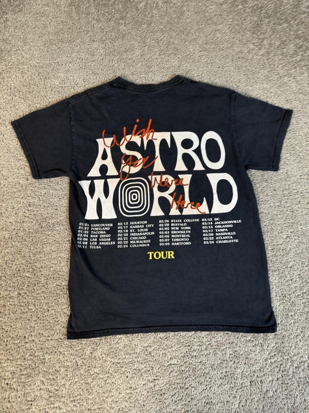Astroworld Shirt Mens S Black Tour Back Travis Scott Wish You Were Here Logo